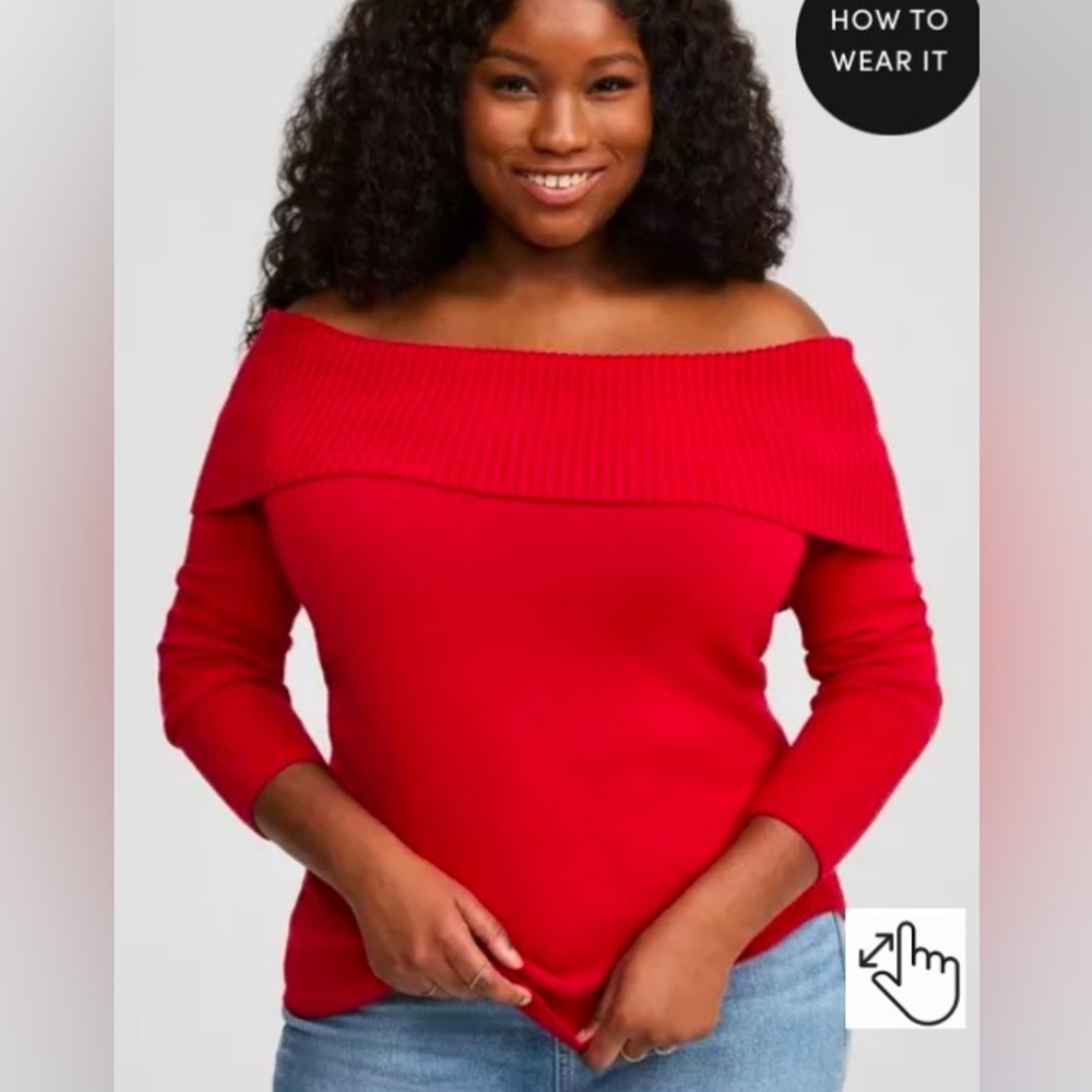 Size 2 torrid fold over red sweater EUC